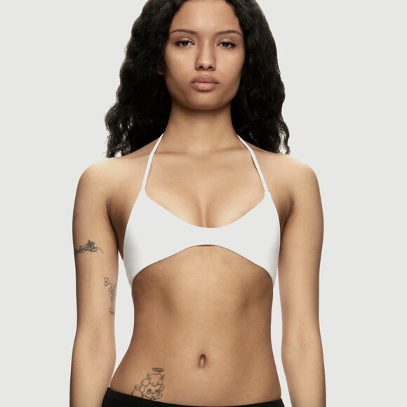 NEW Tank Air Scooped Halter Bra Bralette Top Milk White Size Extra Small